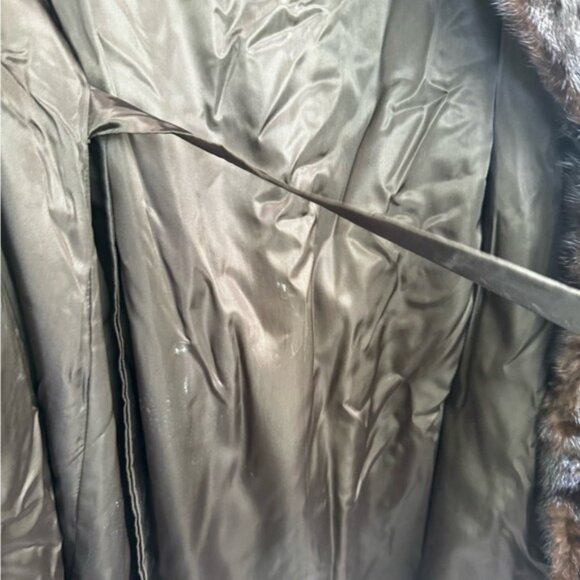 TheRoom Vintage 80s Mink Fur Coat Long Quality Dark Brown Pocket Jacket Shawl 12 - Picture 12 of 16